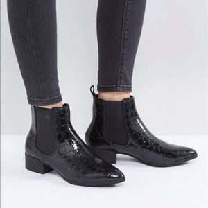 ASOS Crocodile Pointed Chelsea Ankle Boot
